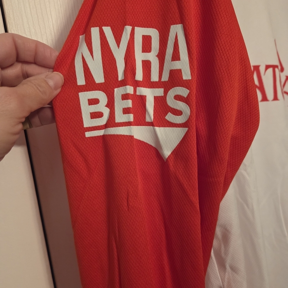 A.P.C. Saratoga Racetrack Red and White Long Sleeve Tee - Picture 2 of 4